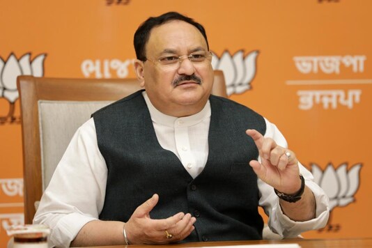 JP Nadda at the meeting on Thursday. (Courtesy BJP IT Cell)