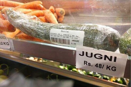 A supermarket in Punjab gave a desi touch to zucchini by naming it as ‘Jugni’ in the store. (Credit: Twitter)