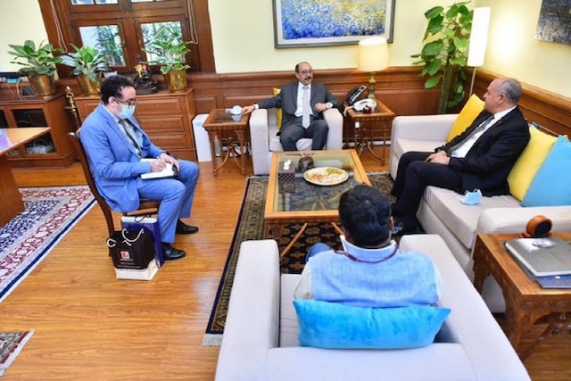 Morocco Ambassador meets Foreign Secretary Harsh Shringla, briefs him on India-Morocco relations. (ANI)