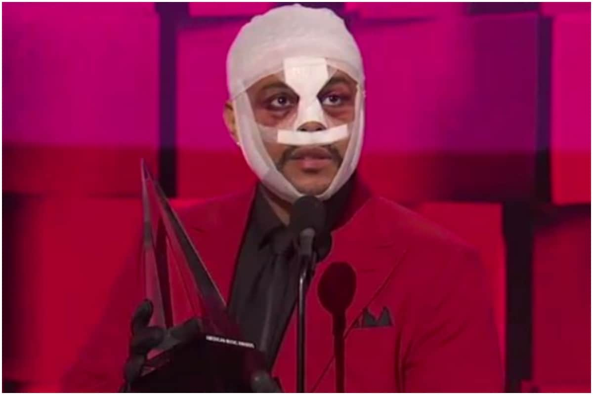  The Weeknd Picks Up American Music Award Win with Bandaged Face