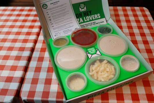 A Pizza Pilgrims, Pizza in the Post kit, is seen prior to cooking. (REUTERS/Peter Nicholls)