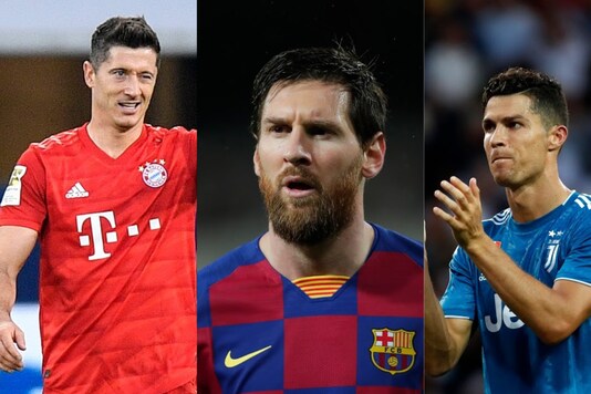 Robert Lewandowski, Cristiano Ronaldo, Lionel Messi (Photo Credit: AP)