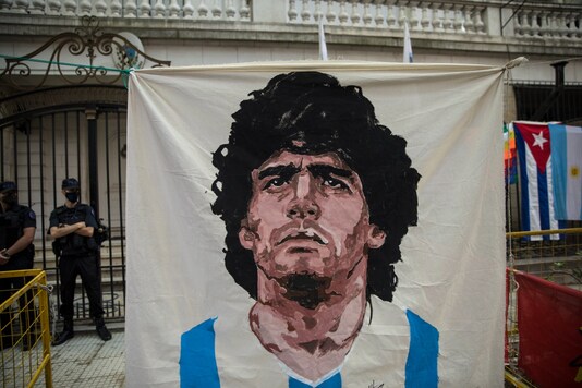 Diego Maradona's banner (Photo Credit: AP)