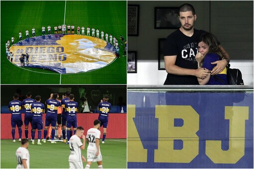 Diego Maradona's Daughter Brought To Tears By Boca Juniors' Tribute (Photo Credit: Twitter: PlanetaBoca)