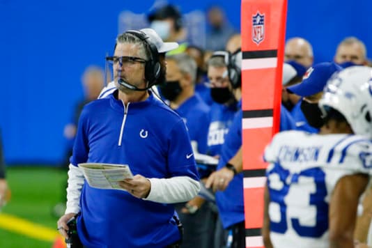 Indianapolis Colts head coach Frank Reich watches from the sidelines during the first half of an NFL football game against the Detroit Lions, Sunday, Nov. 1, 2020, in Detroit. (AP Photo/Duane Burleson) Indianapolis Colts head coach Frank Reich watches from the sidelines during the first half of an NFL football game against the Detroit Lions, Sunday, Nov. 1, 2020, in Detroit. (AP Photo/Duane Burleson)