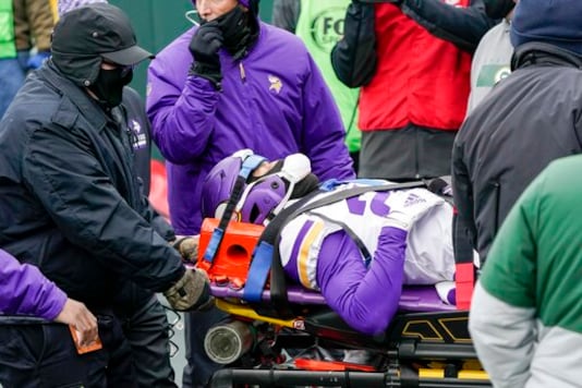 Minnesota Vikings' Cameron Dantzler is taken off the field after being injured during the first half of an NFL football game against the Green Bay Packers Sunday, Nov. 1, 2020, in Green Bay, Wis. (AP Photo/Morry Gash) Minnesota Vikings' Cameron Dantzler is taken off the field after being injured during the first half of an NFL football game against the Green Bay Packers Sunday, Nov. 1, 2020, in Green Bay, Wis. (AP Photo/Morry Gash)
