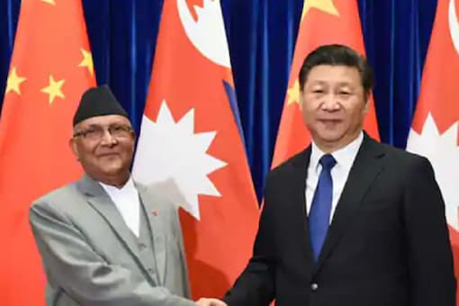 File photo of Nepalese PM KP Oli with Chinese President Xi Jingping.