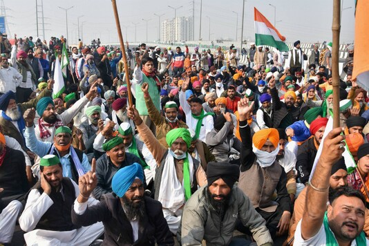 Farmers protest against the Centre's new farm laws. (PTI)