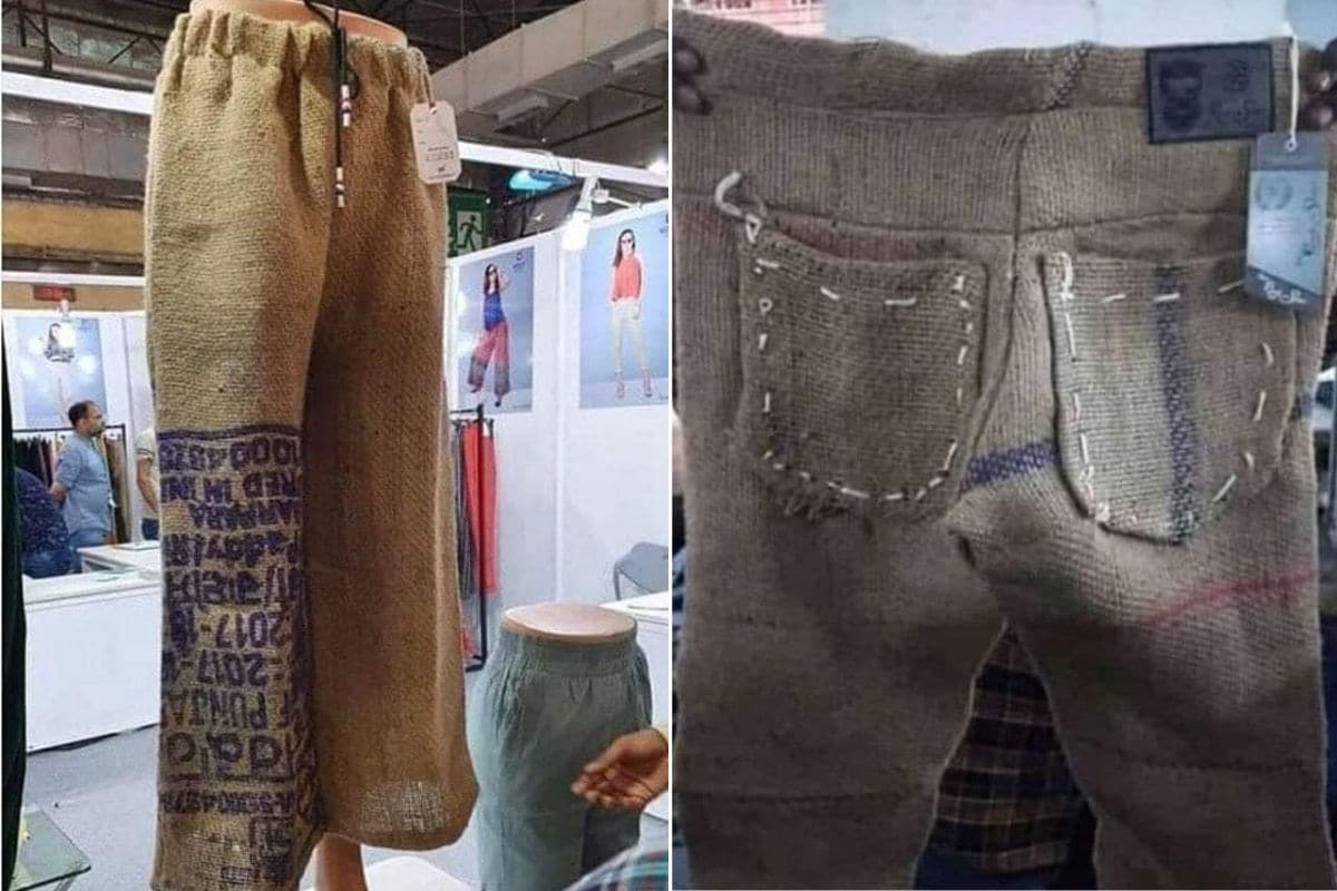 Pants made of potato sack Bizarre fashion item leaves netizens in splits   Fashion News  The Indian Express