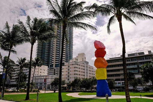 Miami Mountain by Ugo Rondinone is showcased at Collins Park as part of Art Basel amid the coronavirus disease (COVID-19) pandemic in Miami Beach, Florida. 

REUTERS/Maria Alejandra Cardona