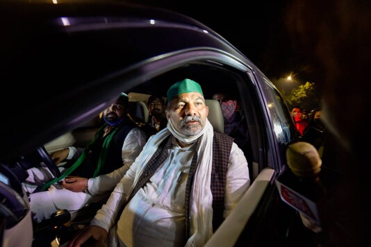 Bharatiya Kisan Union spokesperson Rakesh Tikait addresses media outside the residence of Union home minister Amit Shah ahead of their meeting, in New Delhi on December 8, 2020. (PTI Photo/Vijay Verma)