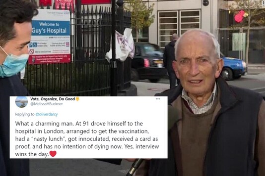 Kenyon got his vaccine at the Guy's Hospital in Southwark, London and also spoke how he feels about being one of the first persons in the world to get the vaccine. (Image: Twitter)
