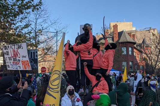 Members of Khalistani separatists desecrated the statue of Mahatma Gandhi during a protest organised by Sikh-American youths in support of farmers