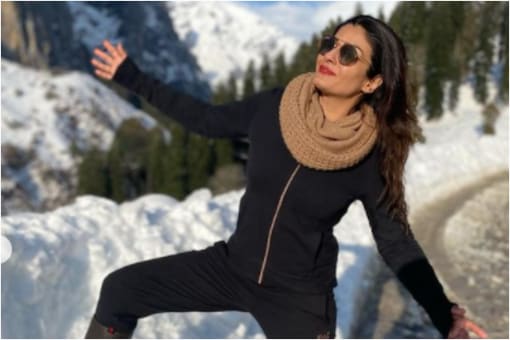 Raveena Tandon does SRK pose