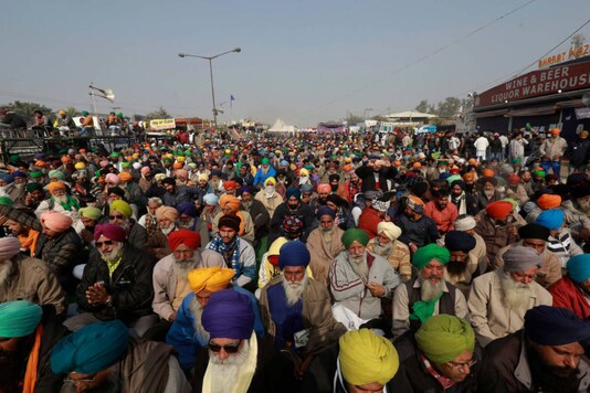 For representation: Protesting farmers listen to a speaker at the Delhi-Haryana border on December 17, 2020. (AP Photo)