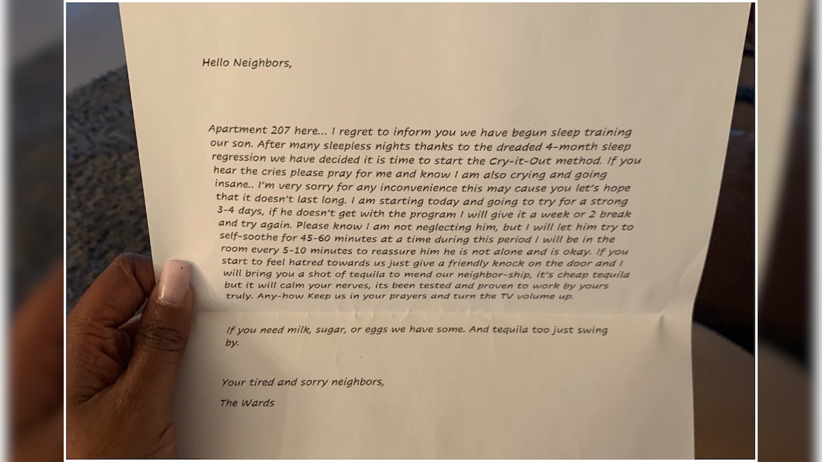 'Tired' Couple's Apology Note to Neighbour for Baby's Crying Melts Hearts on Twitter