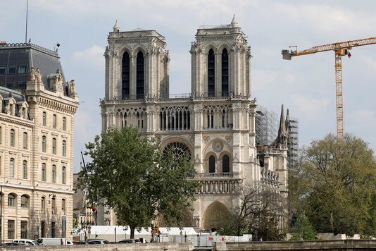 FILE PHOTO: A view shows the Notre-Dame de Paris Cathedral, which was damaged in a devastating fire one year ago. REUTERS/Charles Platiau