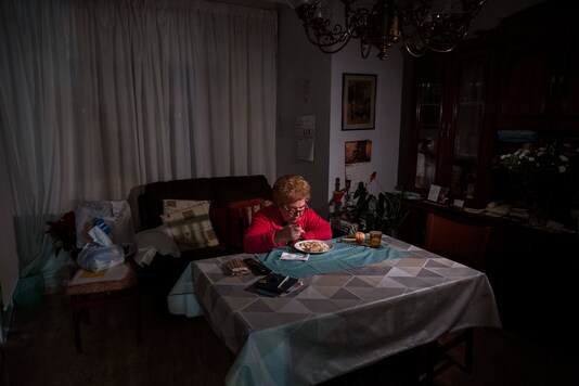 Rosa Otero, 83, eats her Christmas Eve dinner at her home in Barcelona, Spain. 

(AP Photo/Emilio Morenatti)