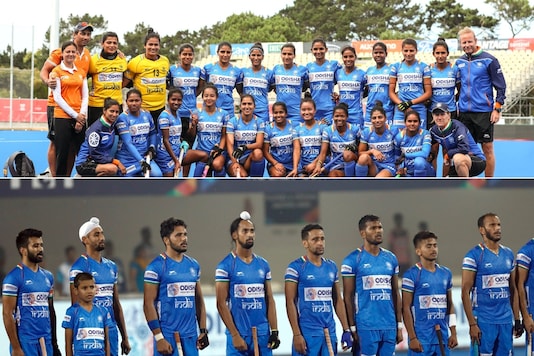 भारतीय महिला हॉकी टीम (शीर्ष) और भारतीय पुरुष हॉकी टीम (फोटो साभार: हॉकी इंडिया)
