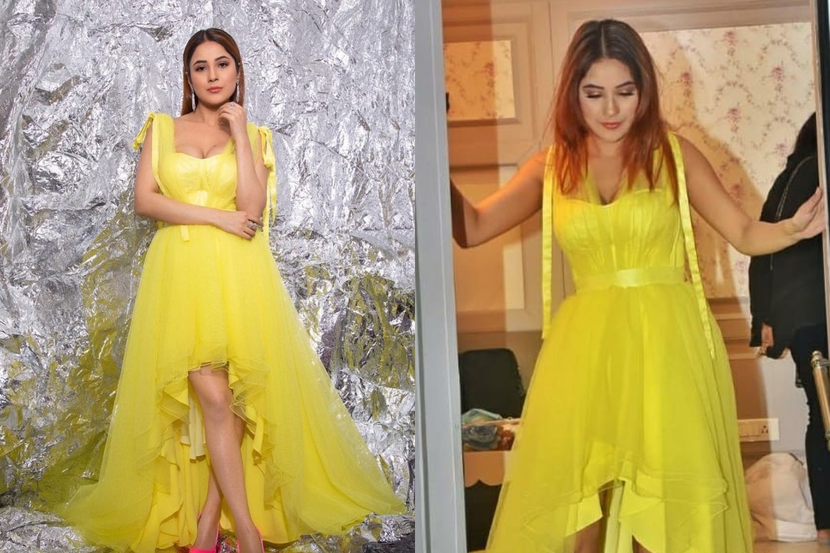 Shehnaaz Gill Looks Stunning In Yellow Gown As She Shoots For Bigg Boss 14 See Pics