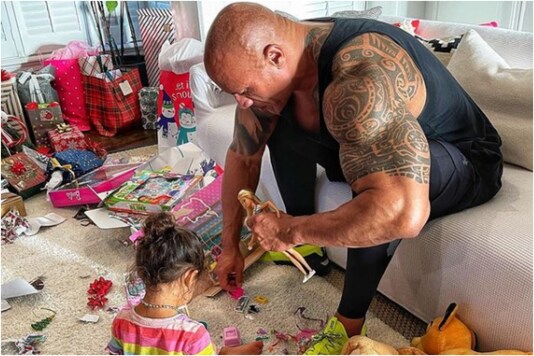 Dwayne Johnson with daughter