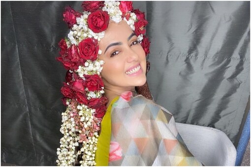 Sana Khan Smiles Away in Pictures Wearing Special Floral Headgear for Her Wedding