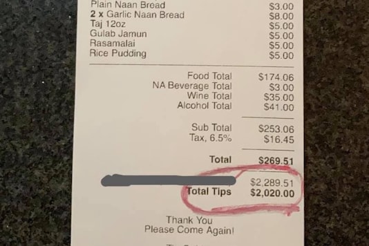 Customer Leaves a Symbolic Tip of $2,020 at Indian Restaurant in US to Bid Goodbye to 2020
