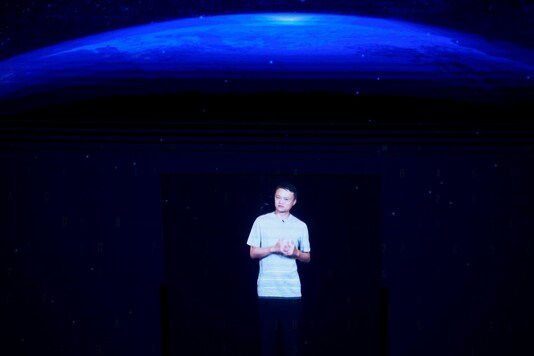 Jack Ma, Alibaba's founder and former chairman, is seen during a video message at the opening ceremony of the World Artificial Intelligence Conference (WAIC) in Shanghai, China. (Reuters)