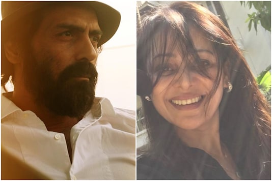 Arjun Rampal and his sister Komal (right).