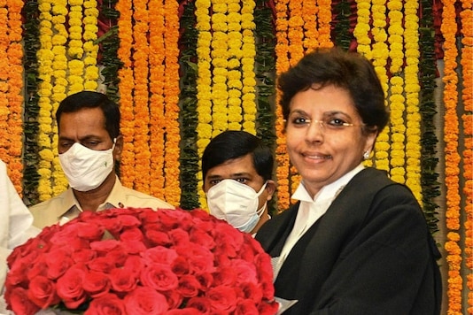 Justice Hima Kohli being sworn in as the chief justice of the Telangana High Court. (PTI) Justice Hima Kohli being sworn in as the chief justice of the Telangana High Court. (PTI)