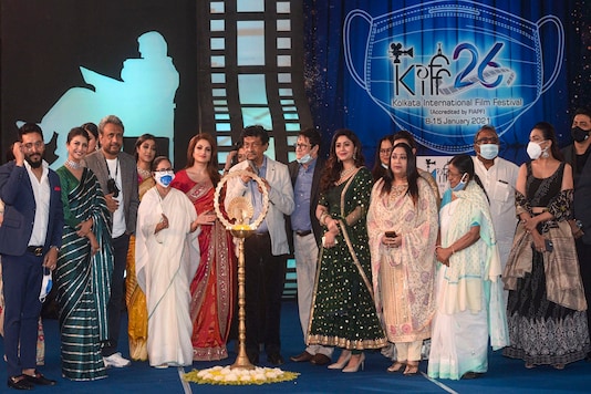 West Bengal Chief Minister Mamata Banerjee (4L) during the inauguration of Kolkata International Film Festival, at Nabanna in Kolkata on Friday. (PTI) West Bengal Chief Minister Mamata Banerjee (4L) during the inauguration of Kolkata International Film Festival, at Nabanna in Kolkata on Friday. (PTI)