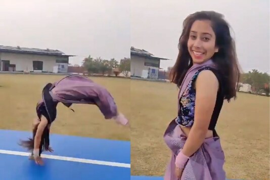 Parul had said that she found it very difficult to pull off the flip when she tried for the first time, but with practice and persistence, she mastered it. (Photo: Twitter)