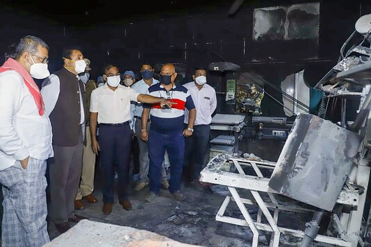 Bhandara: Maharashtra Home Minister Anil Deshmukh visits the Bhandara General Hospital, where a fire broke out, in Bhandara district, Saturday, Jan. 9, 2021. Ten infants died after a fire broke out in the special newborn care unit of hospital in the wee hours of Saturday. (PTI Photo)