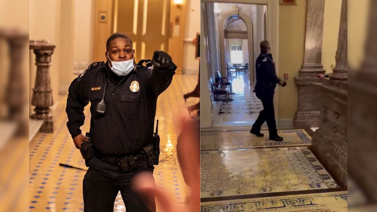 Capitol Cop Hailed Hero for Steering Angry Rioters Away From Senate Chamber