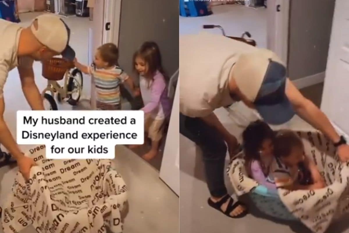 Watch: Doting Dad Creates Disneyland Experience For His Two Toddlers. Video goes Viral