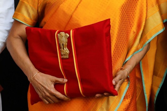 India's Finance Minister Nirmala Sitharaman holds budget papers during a photo opportunity as she leaves her office to present the federal budget in the parliament in New Delhi, India, February 1, 2020. REUTERS/Anushree Fadnavis
