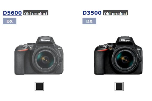 Nikon D5600 and D3500 listed as 'Old Product' on the Nikon Japan website.