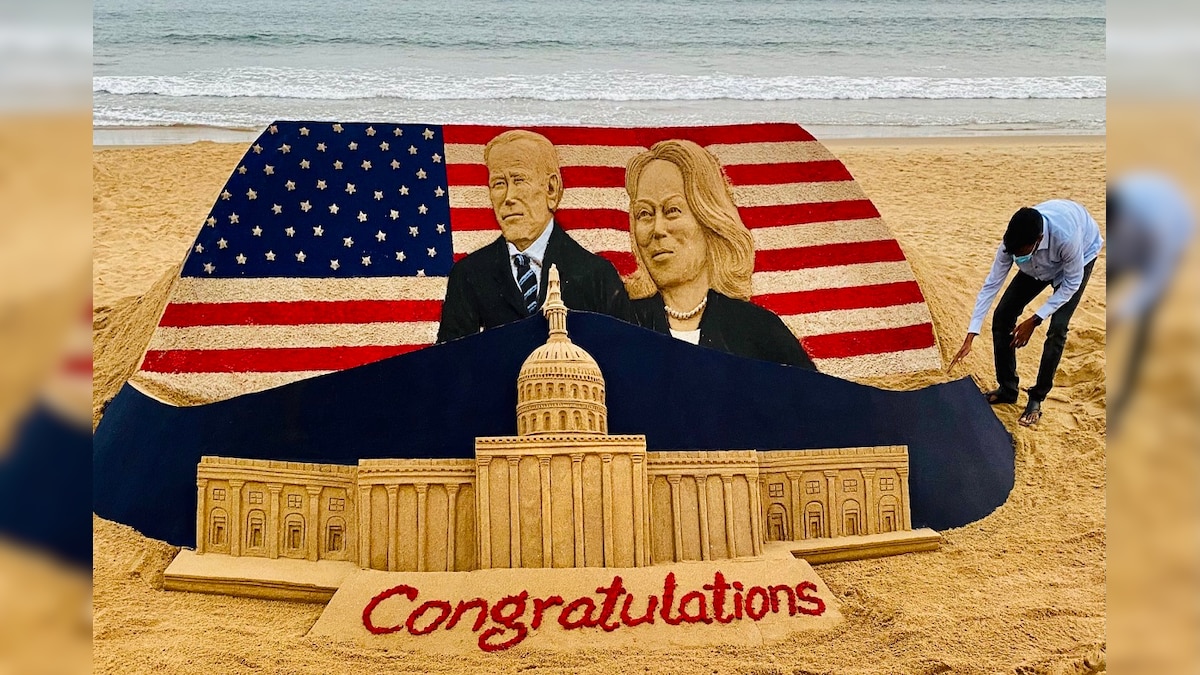 Artist Sudarsan Pattnaik Creates Sand Mural to Mark Joe Biden-Kamala Harris' Inauguration Day