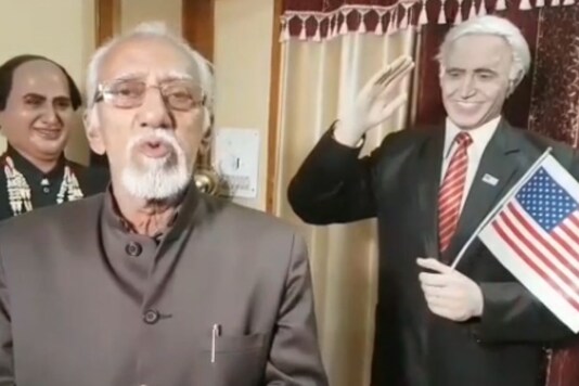 Video grab of Ludhiana artists talking about his latest wax statue of Joe Biden.
