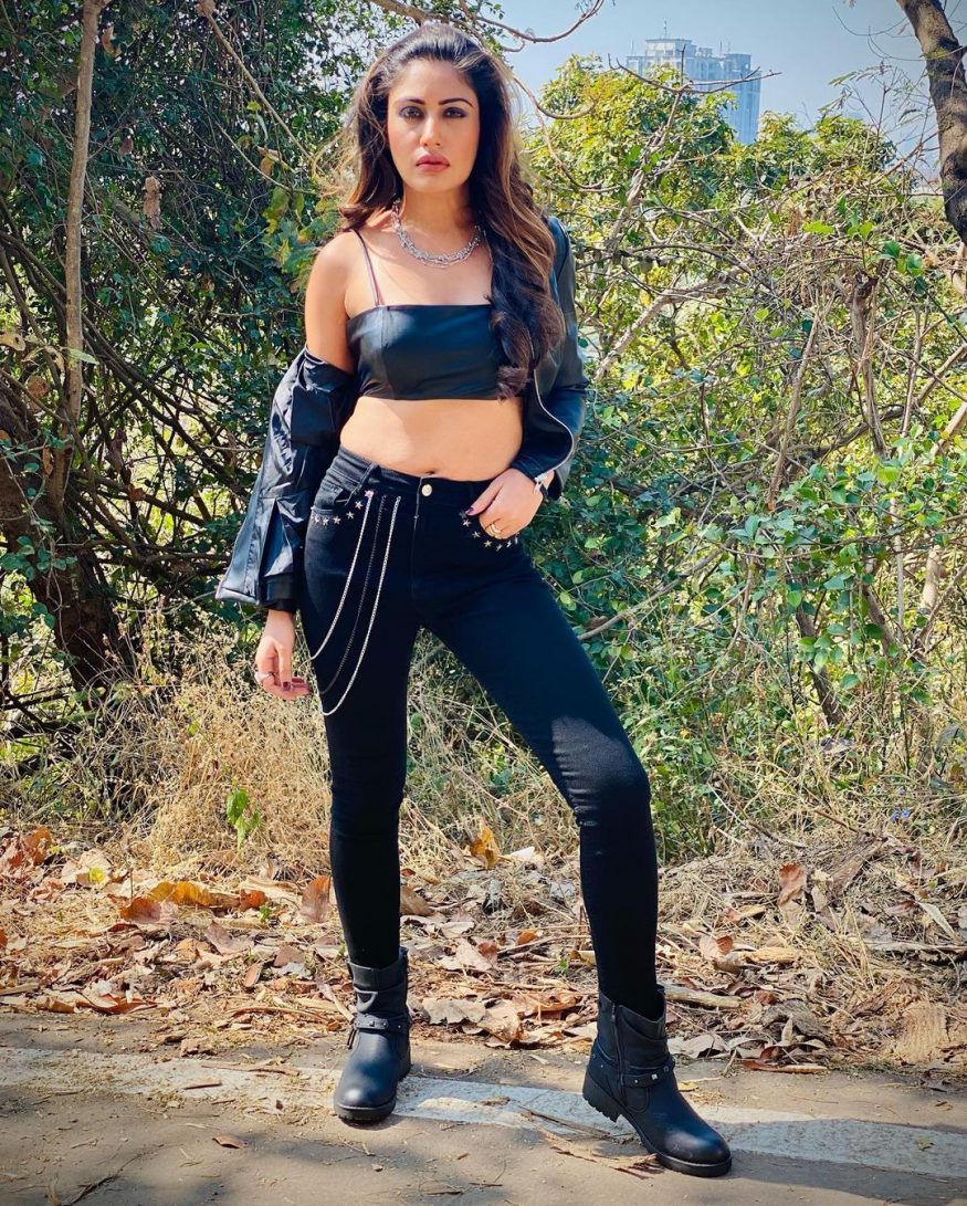 'Naagin 5' actress Surbhi Chandna ditched her sarees to go glam in a biker chic avatar. (Image: Instagram) 'Naagin 5' actress Surbhi Chandna ditched her sarees to go glam in a biker chic avatar. (Image: Instagram)