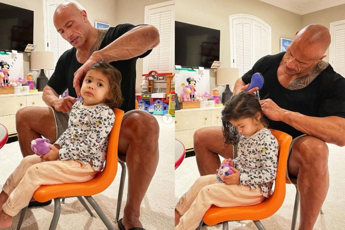 'I May Be Bald, But...': The Rock's Adorable Image of Untangling ...