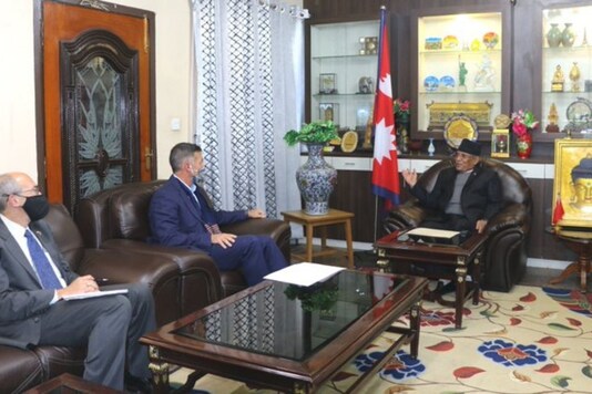 US Ambassador to Nepal Randy Berry on Monday met Pushpa Kamal Dahal 'Prachanda'. (Image: Twitter) US Ambassador to Nepal Randy Berry on Monday met Pushpa Kamal Dahal 'Prachanda'. (Image: Twitter)