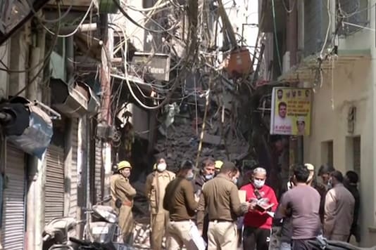 Visual from the site of the collapse. (Image: Twitter/ANI)