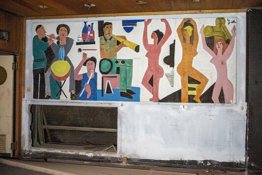 A priceless and very rare concrete relief by Cyprus' most avant-garde artist of the 1960s, Christoforos Savva. (Eleni Papadopoullou / Politis via AP)