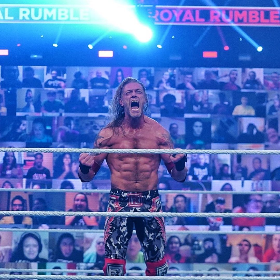 In Pics Wwe Royal Rumble 21 Edge Runs The Rumble Gamut Bianca Belair Gets Emotional After Win