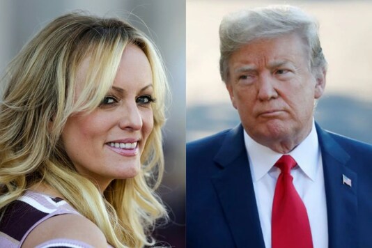 File photo of Donald Trump, Photo of Stormy Daniels: AP