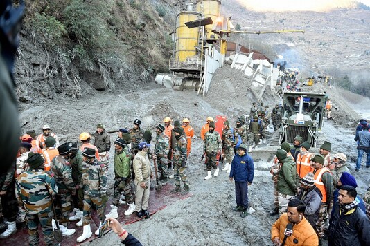 Rescue operations underway near Tapovan Tunnel, after a glacier broke off in Joshimath causing a massive flood  (PTI/File photo)