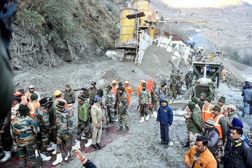 File photo of rescue operations near Tapovan Tunnel in Uttarakhand.