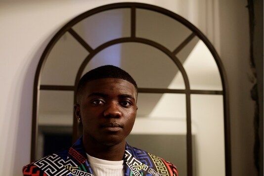 Artist Nathan Nzanga poses for a portrait before performing for 'Sessions In Place', a live-streamed socially distanced concert series, at Olympic Studios in Seattle.  REUTERS/Lindsey Wasson