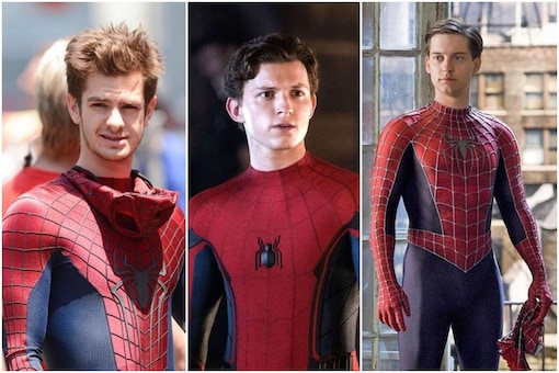 (L to R): Andrew Garfield, Tom Holland, Tobey Maguire